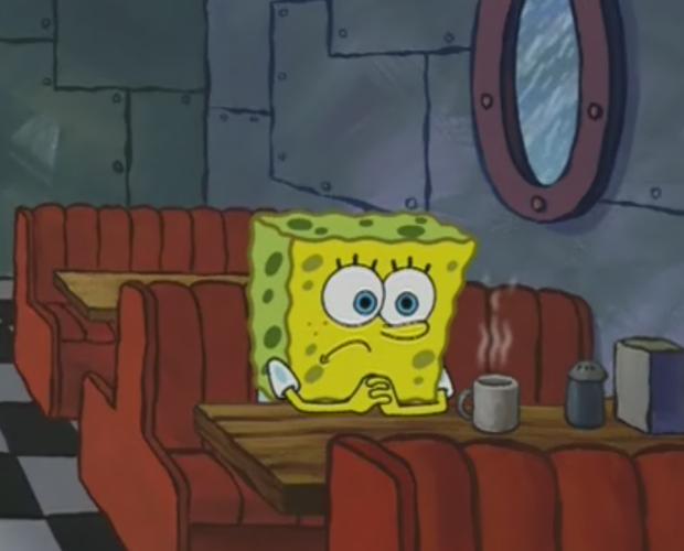 SpongeBob waiting patiently, representing the frustration of waiting for prospects who don't show up to meetings