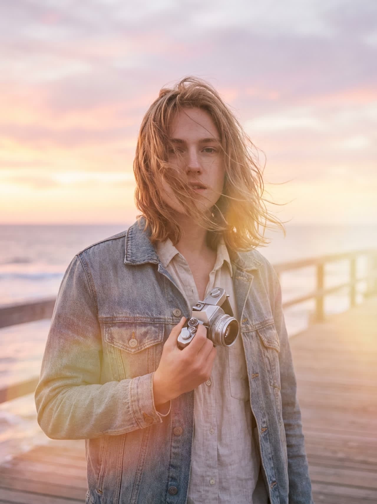AI Image: Sunlit beach boardwalk