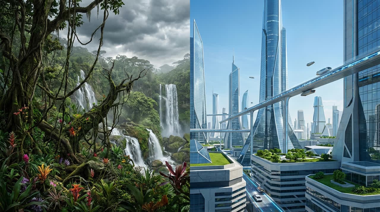 AI Image: “two worlds split