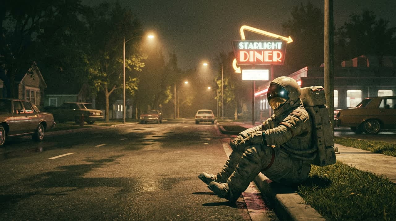 AI Image: “lonely astronaut sitting