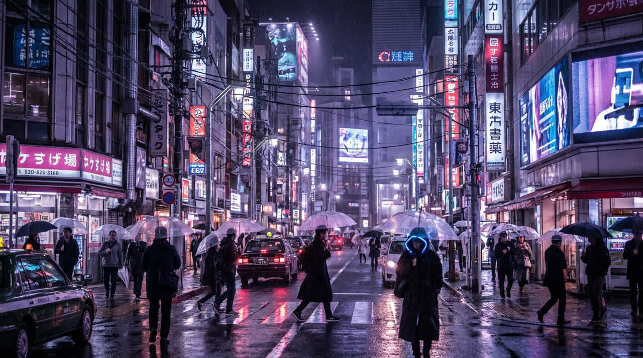 AI Image: A rainy Tokyo