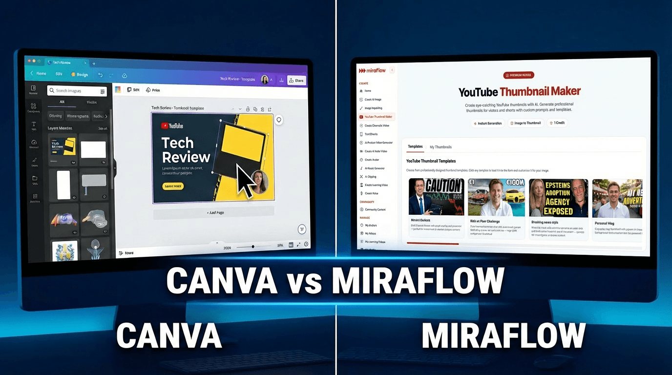 Canva vs Miraflow: Best AI YouTube Thumbnail Maker in 2026