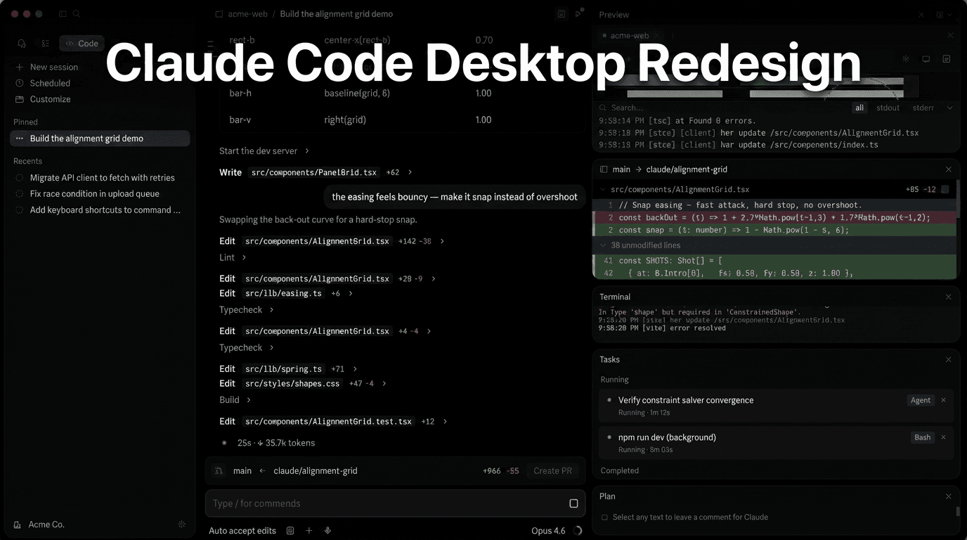 Claude Code Desktop Redesign: Complete Guide to Parallel Sessions, Routines, and the New Workspace