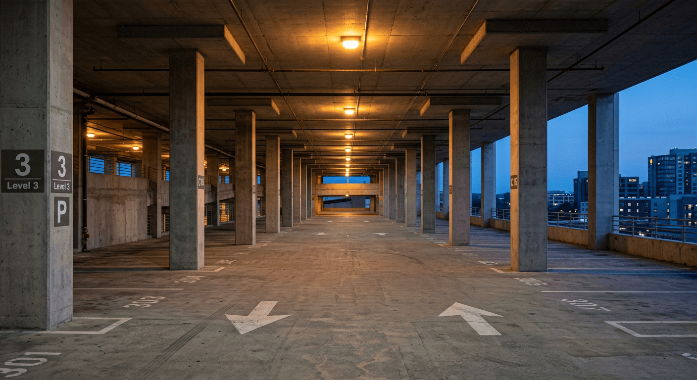 liminal-space-ai-photo-prompts-2026-parking-garage-dusk.png