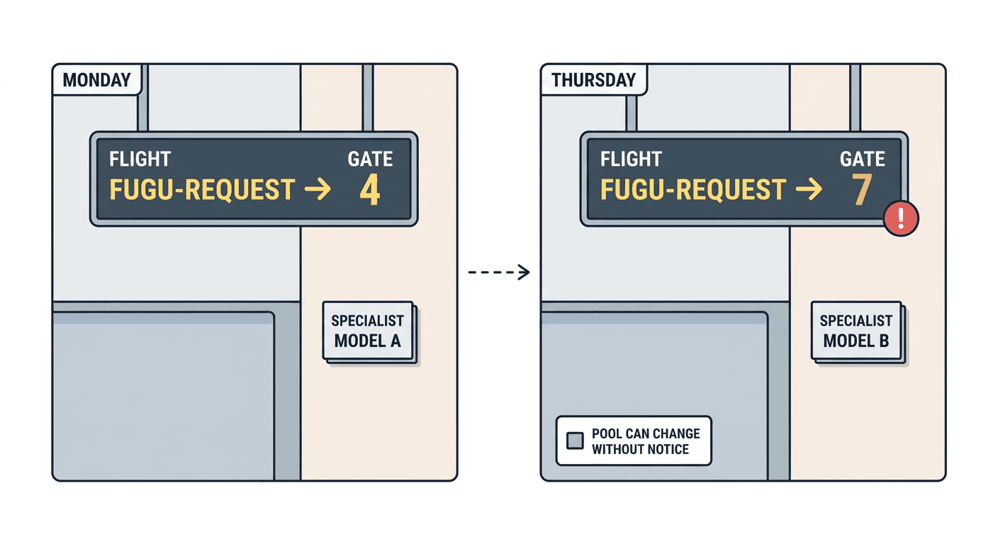sakana-fugu-ultra-v2-multi-agent-orchestration-explained-2026-gate-reassignment-flicker.png